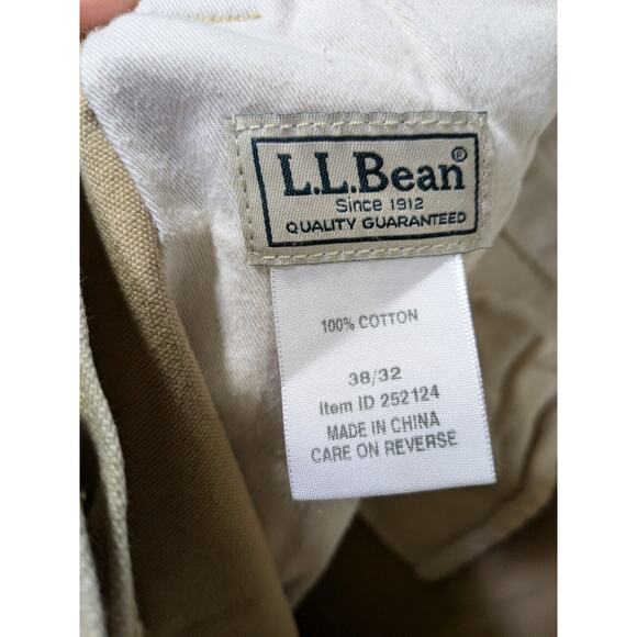 LL Bean Cargo Pants Mens 38x32 Khaki Tan Cotton Canvas Standard Fit - Picture 8 of 10